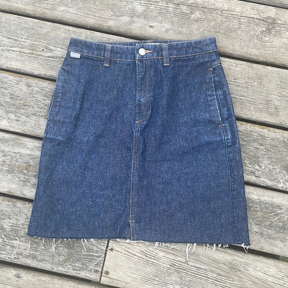 Esprit Dark Wash Raw Hem Denim Skirt - Picture 1 of 9